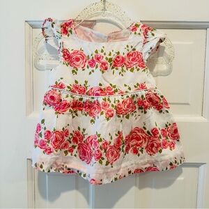 Janie and Jack Pink Floral Lined Cotton Tunic